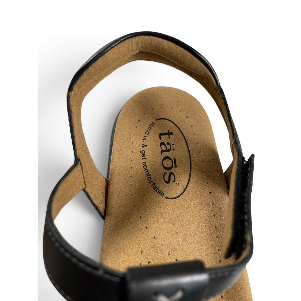 Taos Trophy 2 Black Leather Comfort Sandals Womens 9 NWOB Strappy Walking - Picture 4 of 16